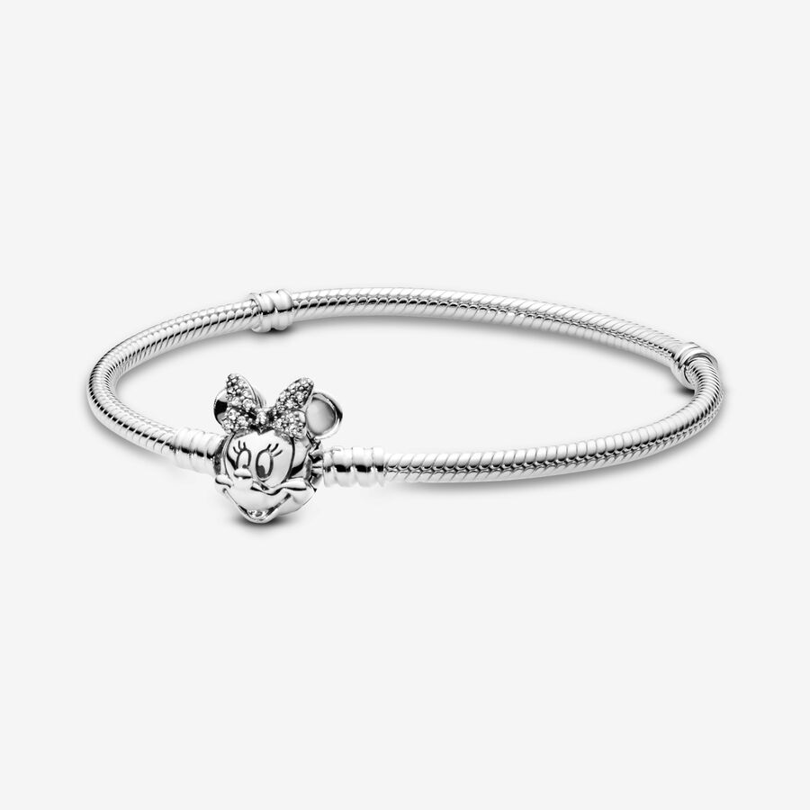 Disney Minnie silver bracelet with clear cubic zirconia image number 0